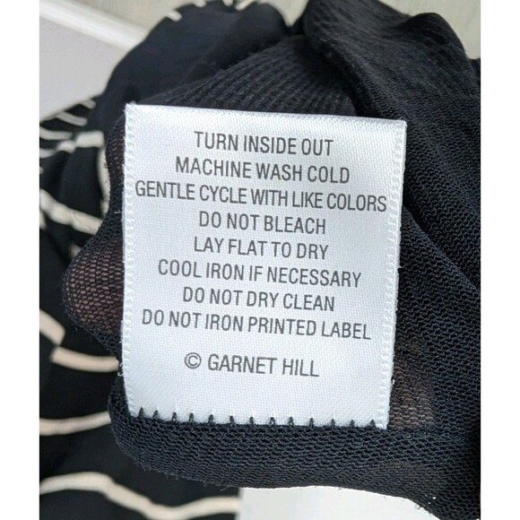 Garnet Hill Tencel Cotton Cap Sleeve Midi Dress Striped Black Size M - Picture 6 of 9